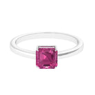 Asscher Cut Pink Tourmaline Solitaire Ring Pink Tourmaline - ( AAA ) - Quality - Rosec Jewels