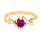 0.75 CT Rhodolite Engagement Ring with Diamond Accent Rhodolite - ( AAA ) - Quality - Rosec Jewels