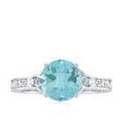 2 CT Solitaire Sky Blue Topaz Celtic Knot Ring with Diamond Sky Blue Topaz - ( AAA ) - Quality - Rosec Jewels