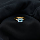 Emerald Cut Sky Blue Topaz East West Engagement Ring with Diamond Sky Blue Topaz - ( AAA ) - Quality - Rosec Jewels