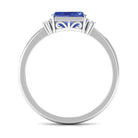 Octagon Cut Created Blue Sapphire East West Engagement Ring with Diamond Lab Created Blue Sapphire - ( AAAA ) - Quality - Rosec Jewels