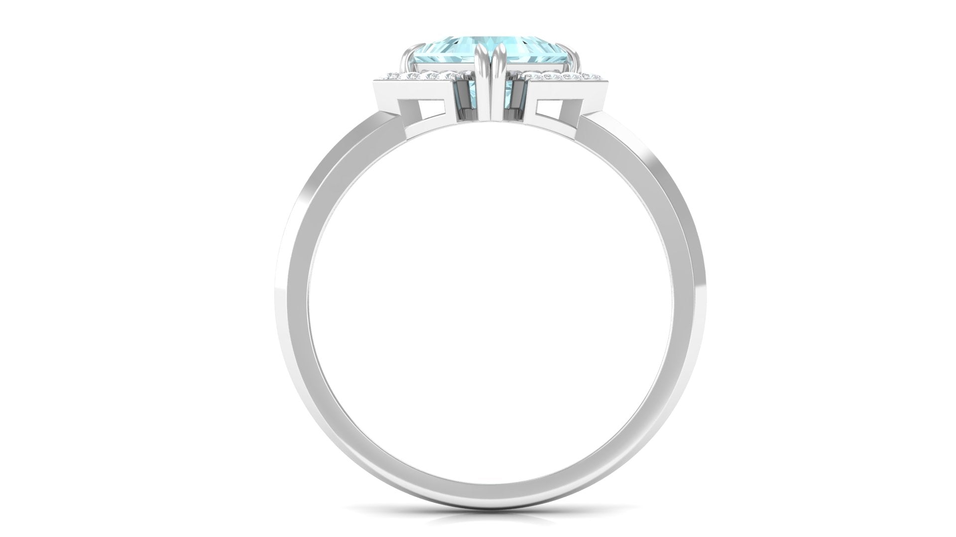 Princess Cut Sky Blue Topaz Simple Engagement Ring with Diamond Sky Blue Topaz - ( AAA ) - Quality - Rosec Jewels