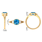 Cushion Cut Swiss Blue Topaz Solitaire Ring with Diamond in Split Shank Swiss Blue Topaz - ( AAA ) - Quality - Rosec Jewels