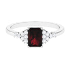 Octagon Cut Garnet and Diamond Solitaire Engagement Ring Garnet - ( AAA ) - Quality - Rosec Jewels