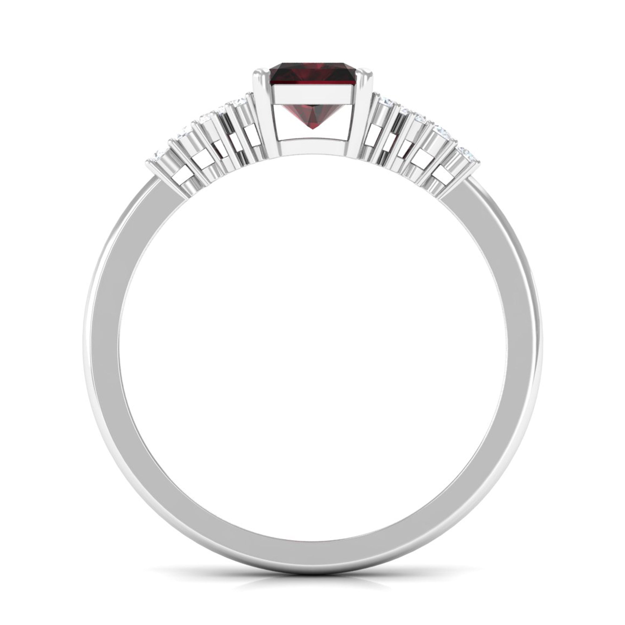 Octagon Cut Garnet and Diamond Solitaire Engagement Ring Garnet - ( AAA ) - Quality - Rosec Jewels