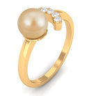 Classic South Sea Pearl and Diamond Cuff Engagement Ring South Sea Pearl - ( AAA ) - Quality - Rosec Jewels