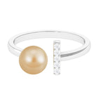 South Sea Pearl and Diamond Modern Cuff Engagement Ring South Sea Pearl - ( AAA ) - Quality - Rosec Jewels