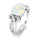 8 MM Cushion Cut Ethiopian Opal Vintage Solitaire Ring in Bezel Setting Ethiopian Opal - ( AAA ) - Quality - Rosec Jewels