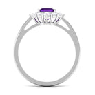 Princess Cut Amethyst and Diamond Halo Engagement Ring Amethyst - ( AAA ) - Quality - Rosec Jewels