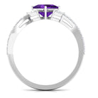 Nature Inspired Princess Cut Amethyst and Diamond Engagement Ring Amethyst - ( AAA ) - Quality - Rosec Jewels