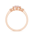 Cushion Cut Morganite Solitaire Ring with Diamond Trio Morganite - ( AAA ) - Quality - Rosec Jewels