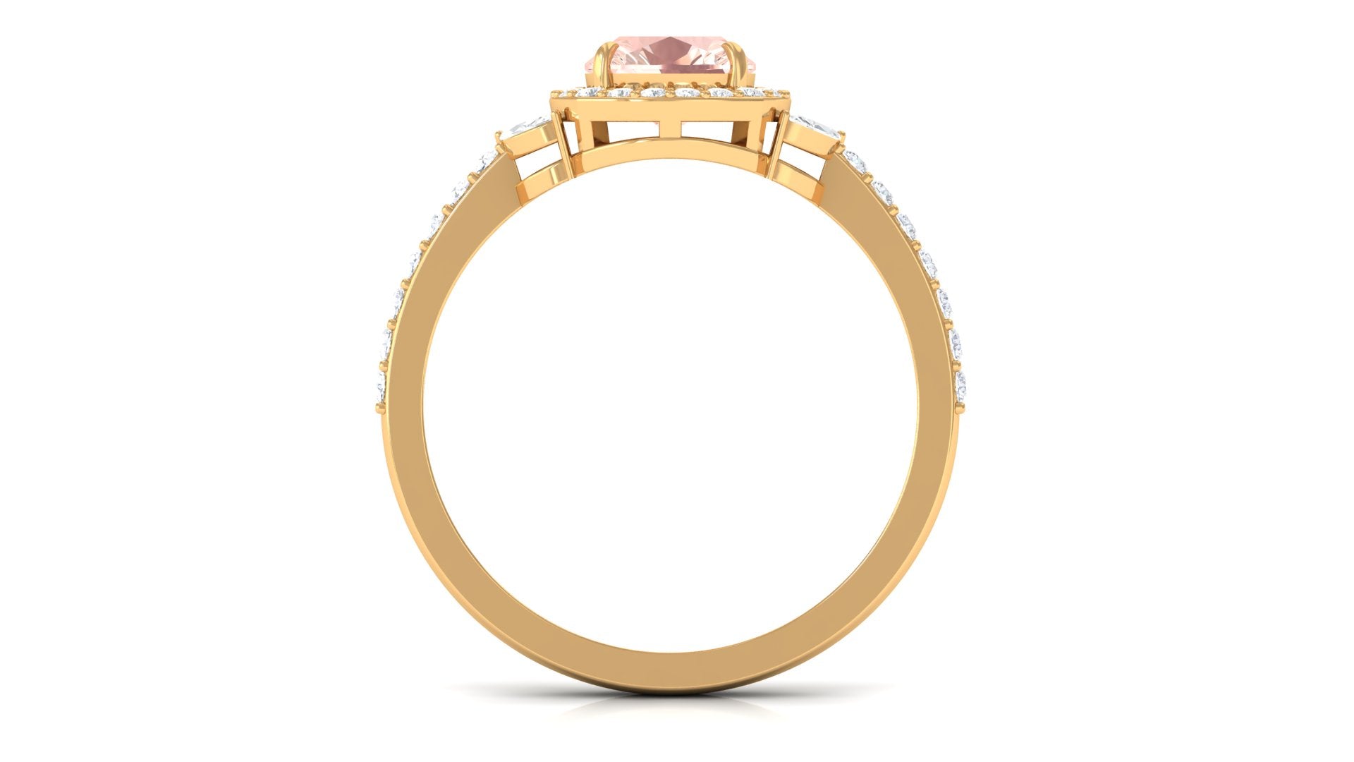 1.75 CT Morganite Halo Engagement Ring with Diamond Morganite - ( AAA ) - Quality - Rosec Jewels