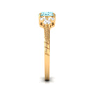 Cushion Cut Aquamarine Solitaire Ring with Diamond Aquamarine - ( AAA ) - Quality - Rosec Jewels
