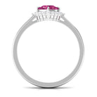 Real Pink Tourmaline Engagement Ring with Diamond Halo Pink Tourmaline - ( AAA ) - Quality - Rosec Jewels