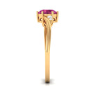 Round Shape Pink Tourmaline Solitaire Ring with Diamond Pink Tourmaline - ( AAA ) - Quality - Rosec Jewels