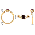 Round Garnet Designer Engagement Ring with Diamond Garnet - ( AAA ) - Quality - Rosec Jewels