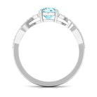 Round Shape Aquamarine Designer Engagement Ring with Diamond Aquamarine - ( AAA ) - Quality - Rosec Jewels