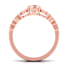 Round Shape Morganite Solitaire Double Band Ring with Diamond Morganite - ( AAA ) - Quality - Rosec Jewels