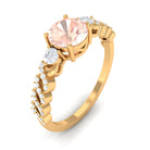 Round Shape Morganite Designer Engagement Ring with Diamond Side Stones Morganite - ( AAA ) - Quality - Rosec Jewels