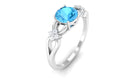 Pure Swiss Blue Topaz and Diamond Floral Solitaire Crossover Ring Swiss Blue Topaz - ( AAA ) - Quality - Rosec Jewels