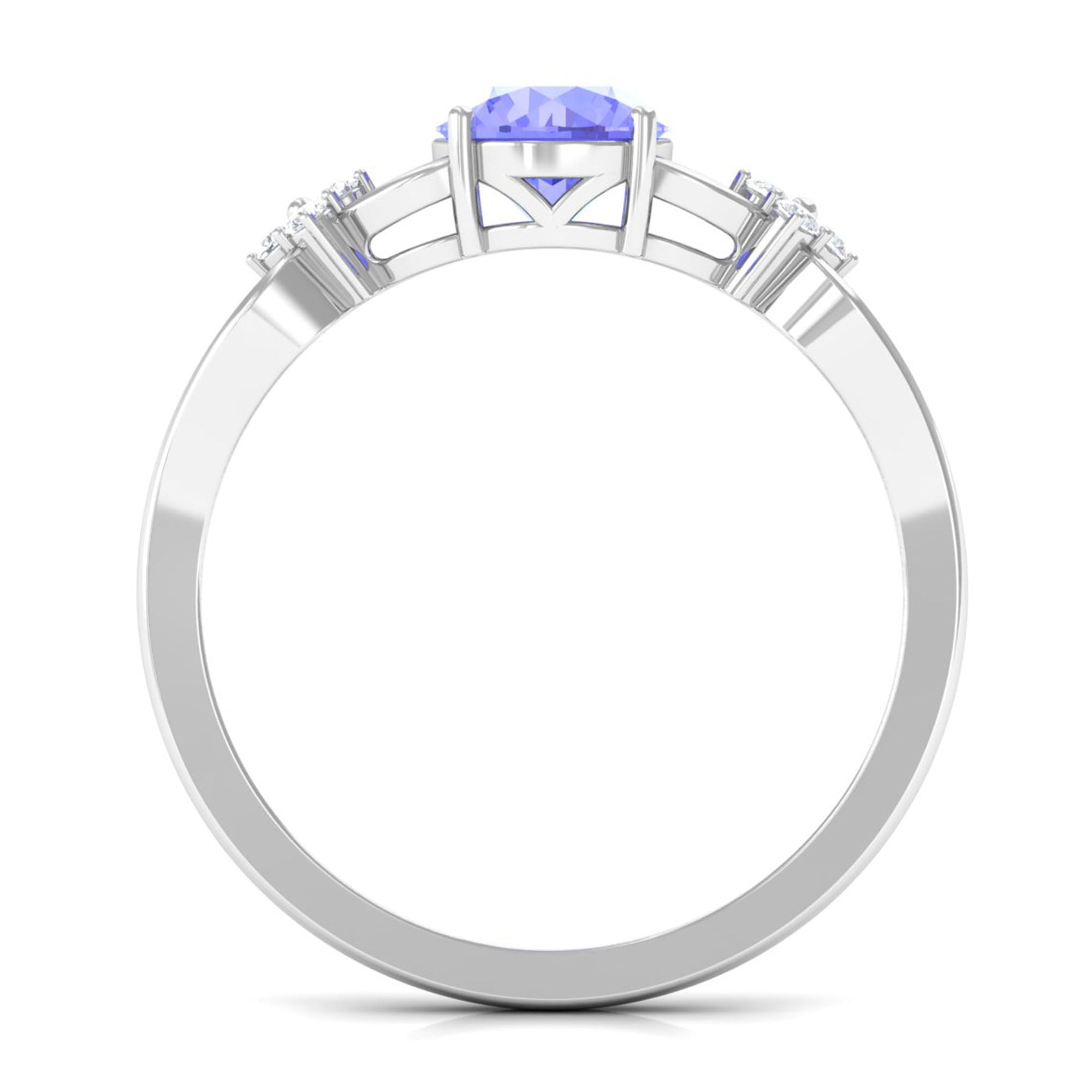 1.75 CT Pure Tanzanite Floral and Diamond Solitaire Crossover Ring Tanzanite - ( AAA ) - Quality - Rosec Jewels