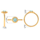 Round Cut Solitaire Aquamarine Flower Ring Aquamarine - ( AAA ) - Quality - Rosec Jewels