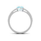 Pear Shape Aquamarine and Diamond Solitaire Ring with Twisted Rope Details Aquamarine - ( AAA ) - Quality - Rosec Jewels