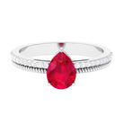 Pear Shape Lab Grown Ruby and Diamond Solitaire Ring with Twisted Rope Lab Created Ruby - ( AAAA ) - Quality - Rosec Jewels