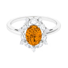 1.75 CT Oval Citrine Designer Halo Engagement Ring with Moissanite Citrine - ( AAA ) - Quality - Rosec Jewels