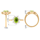 Designer Peridot Engagement Ring with Moissanite Halo Peridot - ( AAA ) - Quality - Rosec Jewels