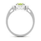 Designer Peridot Engagement Ring with Moissanite Halo Peridot - ( AAA ) - Quality - Rosec Jewels