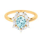 1.75 CT Aquamarine Designer Halo Engagement Ring with Moissanite Aquamarine - ( AAA ) - Quality - Rosec Jewels