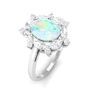 2 CT Ethiopian Opal Designer Halo Engagement Ring with Moissanite Ethiopian Opal - ( AAA ) - Quality - Rosec Jewels