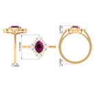 1.75 CT Oval Rhodolite Cocktail Engagement Ring with Diamond Halo Rhodolite - ( AAA ) - Quality - Rosec Jewels