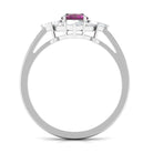 1.75 CT Oval Rhodolite Cocktail Engagement Ring with Diamond Halo Rhodolite - ( AAA ) - Quality - Rosec Jewels