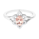 Oval Morganite and Diamond Flower Engagement Ring in Split Shank Morganite - ( AAA ) - Quality - Rosec Jewels