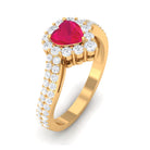 1.75 CT Heart Shape Ruby Bypass Engagement Ring with Diamond Ruby - ( AAA ) - Quality - Rosec Jewels