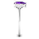 Pear Shape Amethyst Solitaire Ring with Diamond Trio Amethyst - ( AAA ) - Quality - Rosec Jewels