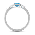 Emerald Cut Swiss Blue Topaz Solitaire Engagement Ring with Diamond Swiss Blue Topaz - ( AAA ) - Quality - Rosec Jewels