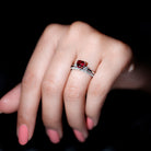 Heart Shape Created Ruby Ring Set with Diamond Enhancer Lab Created Ruby - ( AAAA ) - Quality - Rosec Jewels