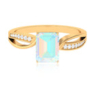 Infinity Shank Emerald Cut Ethiopian Opal Engagement Ring with Diamond Ethiopian Opal - ( AAA ) - Quality - Rosec Jewels