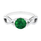 Created Emerald Infinity Engagement Ring With Diamond Accent Lab Created Emerald - ( AAAA ) - Quality - Rosec Jewels