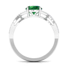 Created Emerald Infinity Engagement Ring With Diamond Accent Lab Created Emerald - ( AAAA ) - Quality - Rosec Jewels