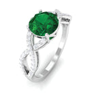 Created Emerald Infinity Engagement Ring With Diamond Accent Lab Created Emerald - ( AAAA ) - Quality - Rosec Jewels