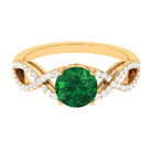 Created Emerald Infinity Engagement Ring With Diamond Accent Lab Created Emerald - ( AAAA ) - Quality - Rosec Jewels