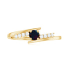 Minimal Round Black Opal and Diamond Bypass Promise Ring Black Opal - ( AAA ) - Quality - Rosec Jewels