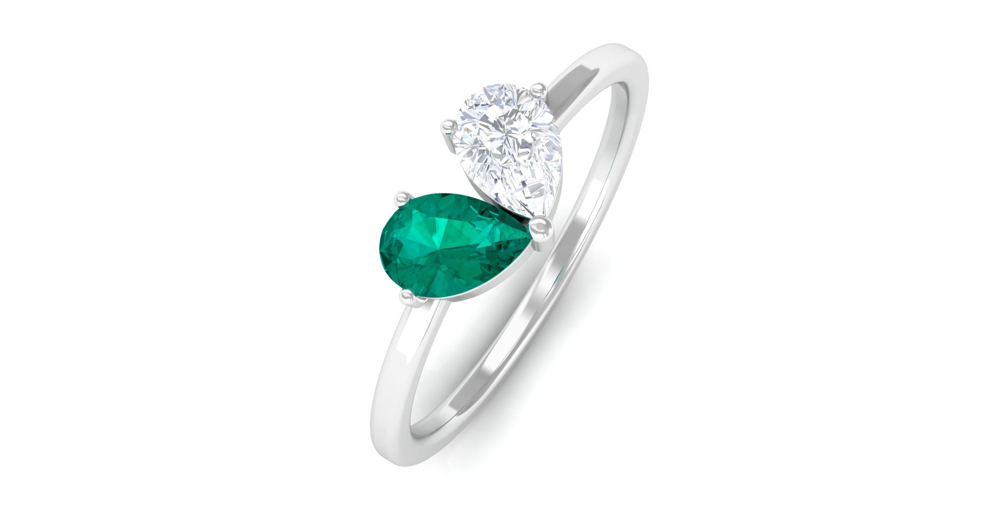 Natural Emerald Toi Et Moi Promise Ring Emerald - ( AAA ) - Quality - Rosec Jewels