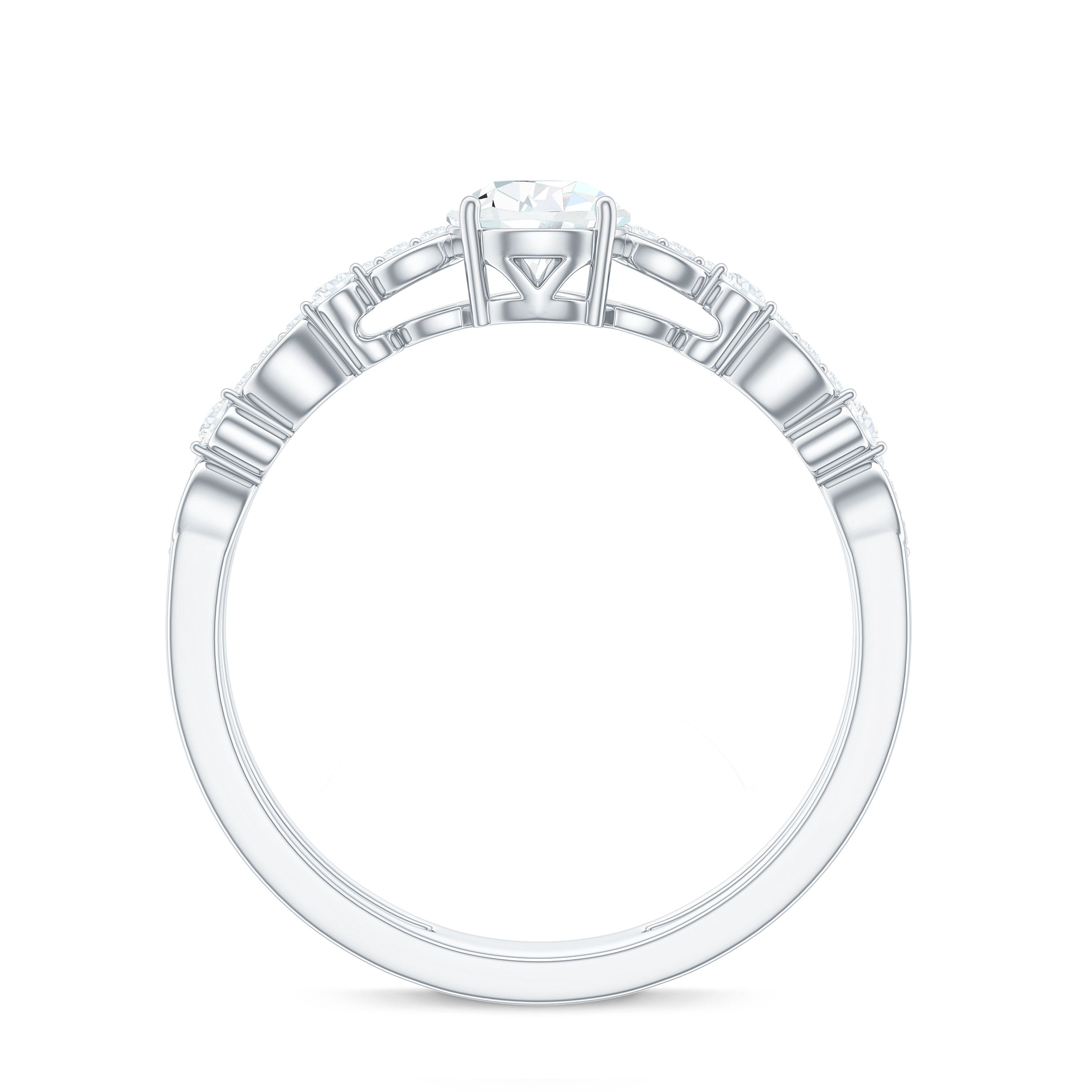 Solitaire Lab Grown Diamond Double Band Ring Lab Grown Diamond - ( EF-VS ) - Color and Clarity - Rosec Jewels