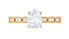 Pear Shape Lab Grown Diamond Scalloped Solitaire Ring Lab Grown Diamond - ( EF-VS ) - Color and Clarity - Rosec Jewels