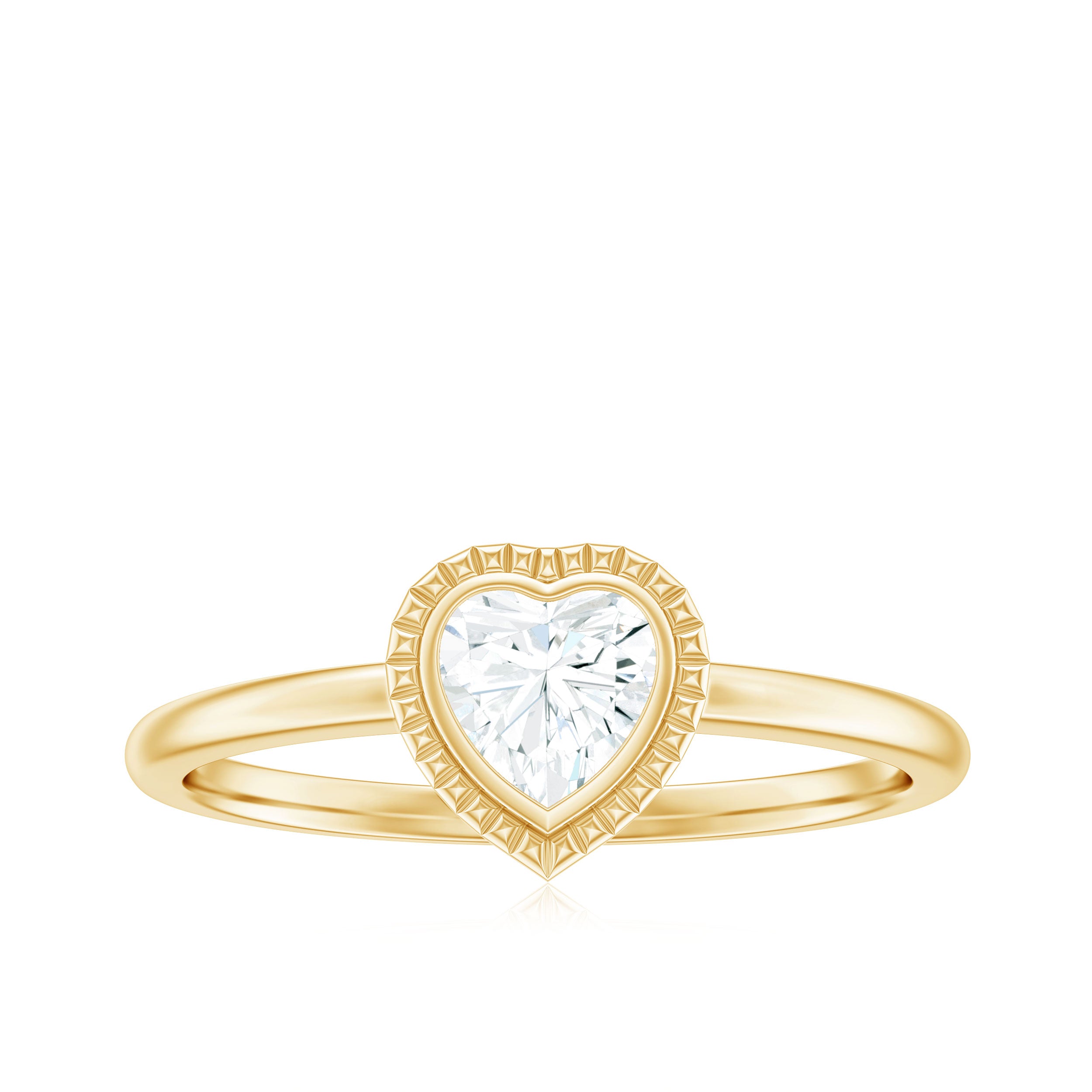 Lab Grown Diamond Heart Solitaire Ring with Engraved Details Lab Grown Diamond - ( EF-VS ) - Color and Clarity - Rosec Jewels